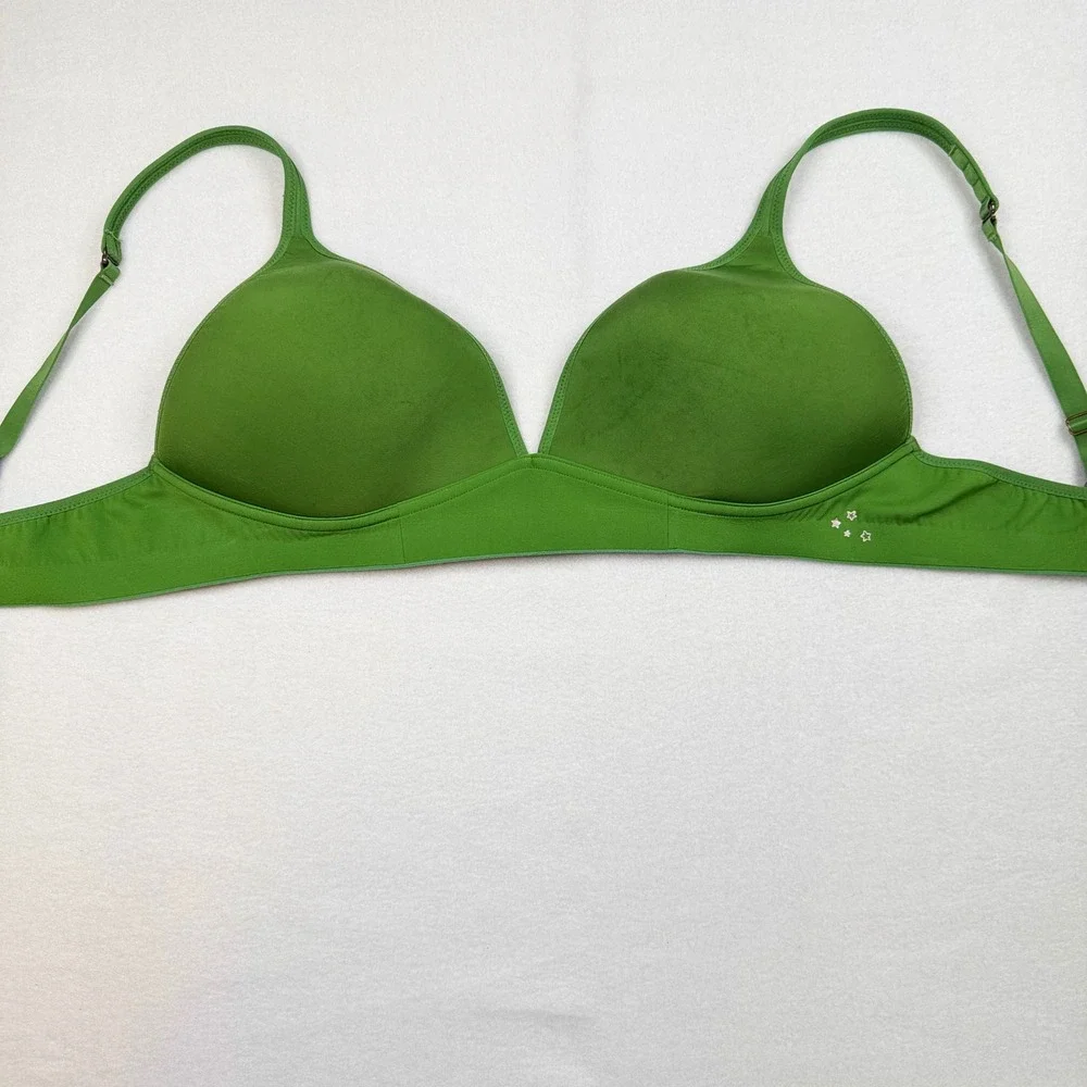 Aerie Real Me Wireless Bra 38C Green Adjustable Straps Hook Eye Closure 0265